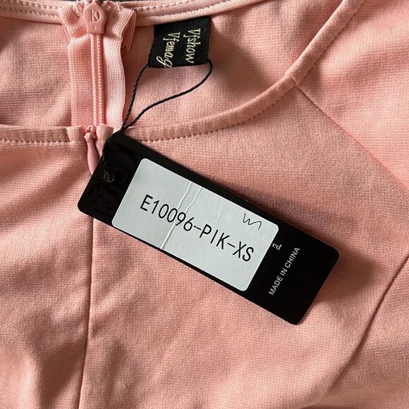 VFSHOW Zipper Front Color Block Peplum Flared Midi Dress for Work Business - Picture 12 of 14